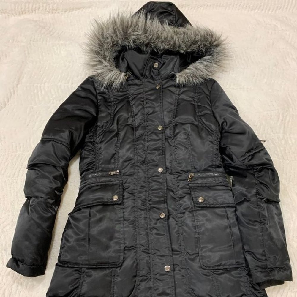 Guess, Women's Down Hooded Coat (XS) Black